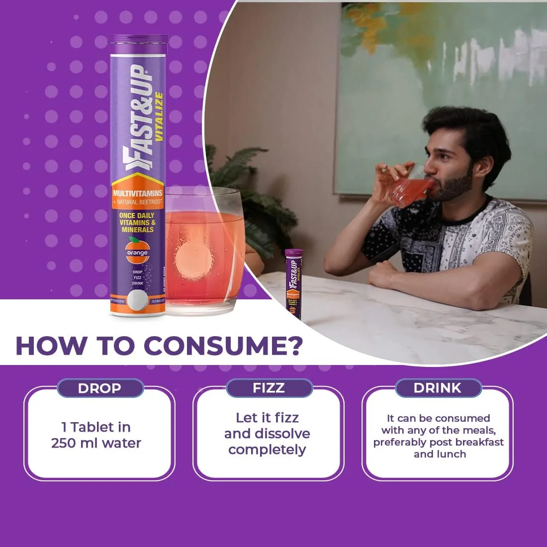 مولتی ویتامین فست اند آپ - تیوب 20 قرص جوشان - پشتیبانی روزانه از سیستم ایمنی - طعم پرتقال مولتی ویتامین فست اند آپ - تیوب 20 قرص جوشان - پشتیبانی روزانه از سیستم ایمنی - طعم پرتقال