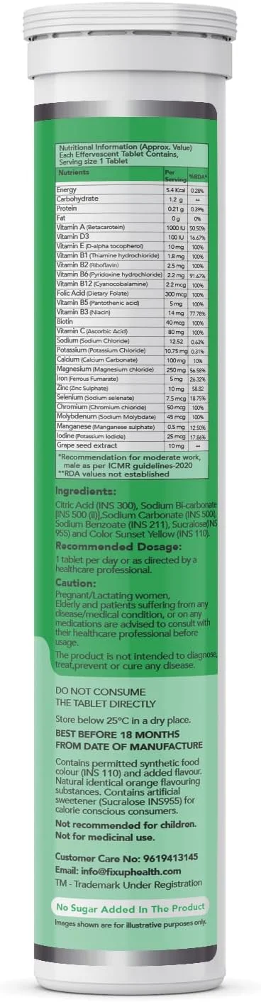 قرص های مولتی ویتامین و مولتی مینرال FIXUPHEALTH، برای مردان و زنان با ویتامین ها و مواد معدنی مغذی، قرص های جوشان سلامت و تندرستی با طعم پرتقال - (20 قرص، بسته 3 عددی) قرص های مولتی ویتامین و مولتی مینرال FIXUPHEALTH، برای مردان و زنان با ویتامین ها و مواد معدنی مغذی، قرص های جوشان سلامت و تندرستی با طعم پرتقال - (20 قرص، بسته 3 عددی)