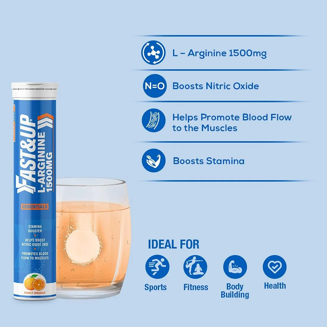 فست اند آپ ال-آرژنین اسنشیالز 1500 میلی گرم، مکمل ال-آرژنین جوشان، طعم پرتقال با طراوت، افزایش دهنده استقامت و اکسید نیتریک (NO)، تاخیر در شروع خستگی - 20 قرص جوشان فست اند آپ ال-آرژنین اسنشیالز 1500 میلی گرم، مکمل ال-آرژنین جوشان، طعم پرتقال با طراوت، افزایش دهنده استقامت و اکسید نیتریک (NO)، تاخیر در شروع خستگی - 20 قرص جوشان