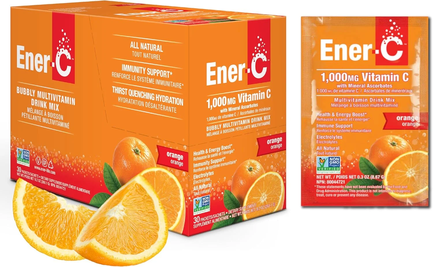 مخلوط نوشیدنی مولتی ویتامین جوشان Ener-C، غیر GMO، بدون گلوتن، پودر گیاهی آب میوه برای حمایت از سیستم ایمنی و آبرسانی با الکترولیت ها، طعم پرتقال، 30 بسته مخلوط نوشیدنی مولتی ویتامین جوشان Ener-C، غیر GMO، بدون گلوتن، پودر گیاهی آب میوه برای حمایت از سیستم ایمنی و آبرسانی با الکترولیت ها، طعم پرتقال، 30 بسته