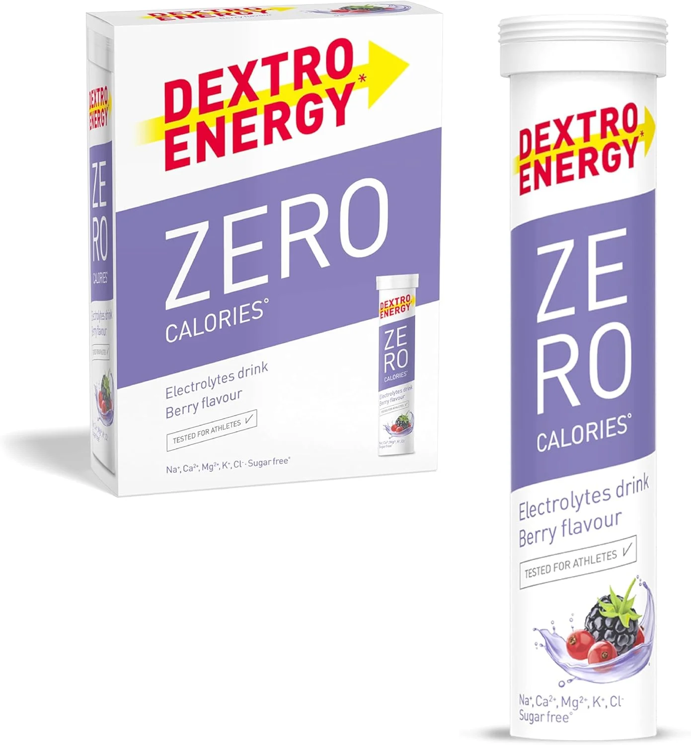 Dextro Energy Zero Calories I Recovery and Hydration Electrolyte Drink I Zero Effervescent Tablets I Berry | 3 Tubes, 60 Tablets | Dextro Energy Zero Calories I Recovery and Hydration Electrolyte Drink I Zero Effervescent Tablets I Berry | 3 Tubes, 60 Tablets |