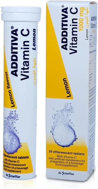 قرص جوشان ویتامین ث 1000 میلی گرم آدتیوا با طعم لیمو، ساخت آلمان، 20 عدد