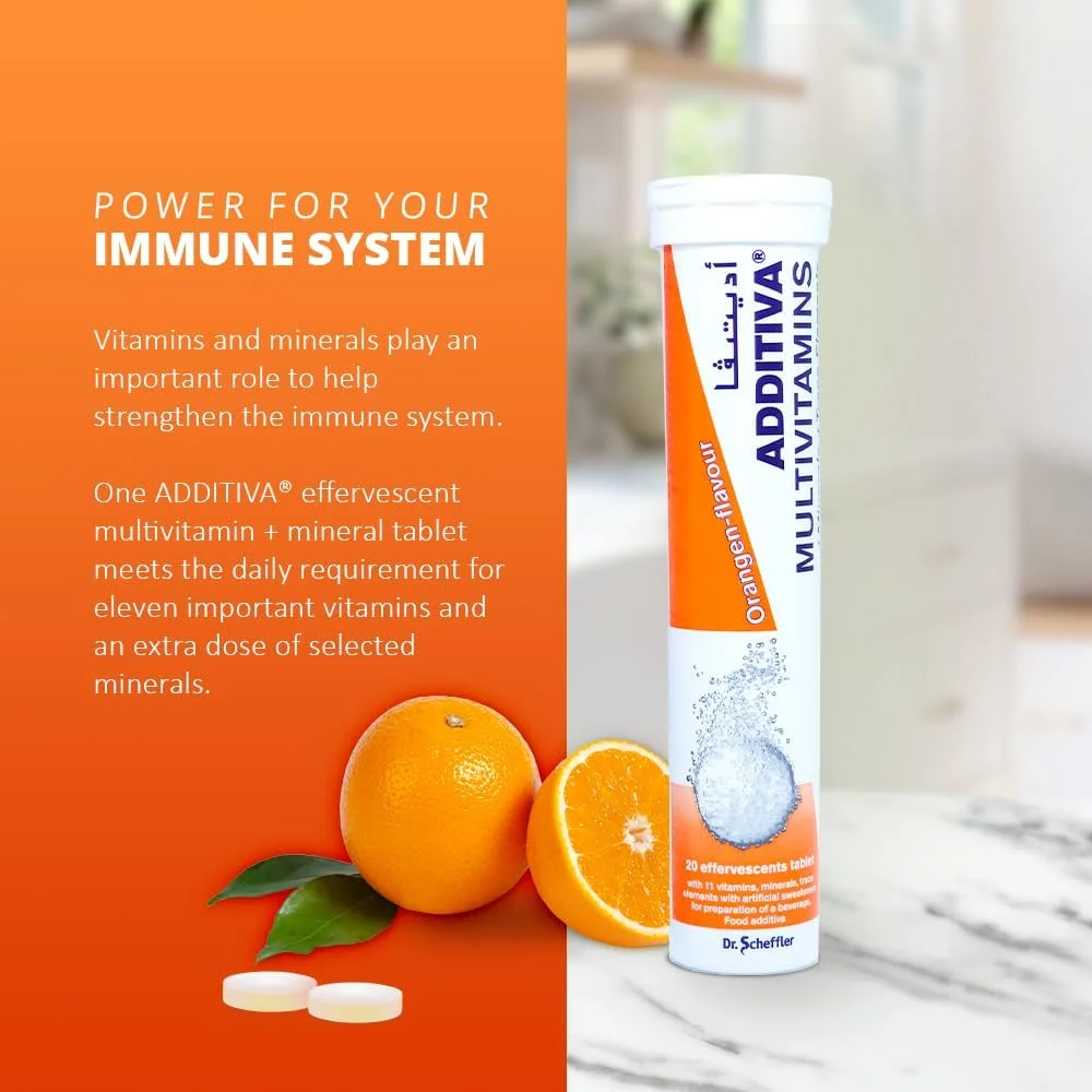 قرص جوشان مولتی ویتامین + مواد معدنی + عناصر کمیاب آدیتیوا 20 عدد قرص جوشان مولتی ویتامین + مواد معدنی + عناصر کمیاب آدیتیوا 20 عدد