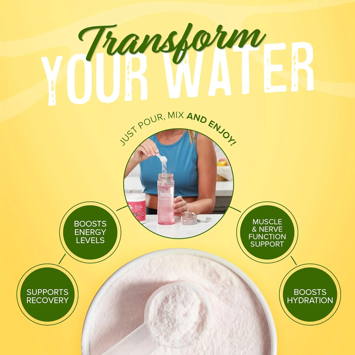 پودر الکترولیت آبرسان جانپ، مکمل مخلوط نوشیدنی الکترولیت، بدون کالری، شکر و کربوهیدرات، کوشر، طعم لیموناد، 90 سروینگ