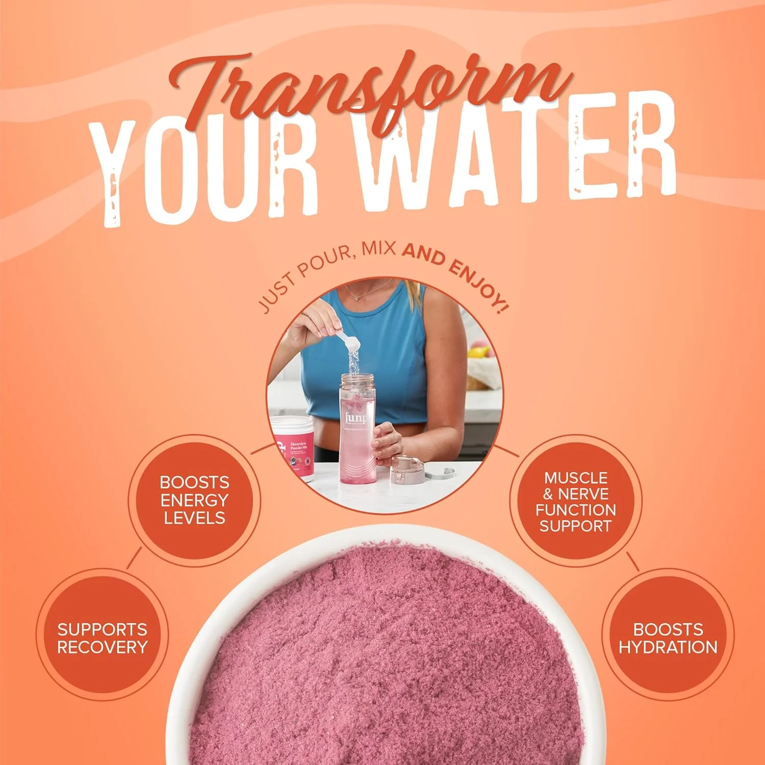 پودر الکترولیت آبرسان JUNP، مکمل مخلوط نوشیدنی الکترولیت، بدون کالری، شکر و کربوهیدرات، کوشر، طعم هلو، 90 سروینگ پودر الکترولیت آبرسان JUNP، مکمل مخلوط نوشیدنی الکترولیت، بدون کالری، شکر و کربوهیدرات، کوشر، طعم هلو، 90 سروینگ