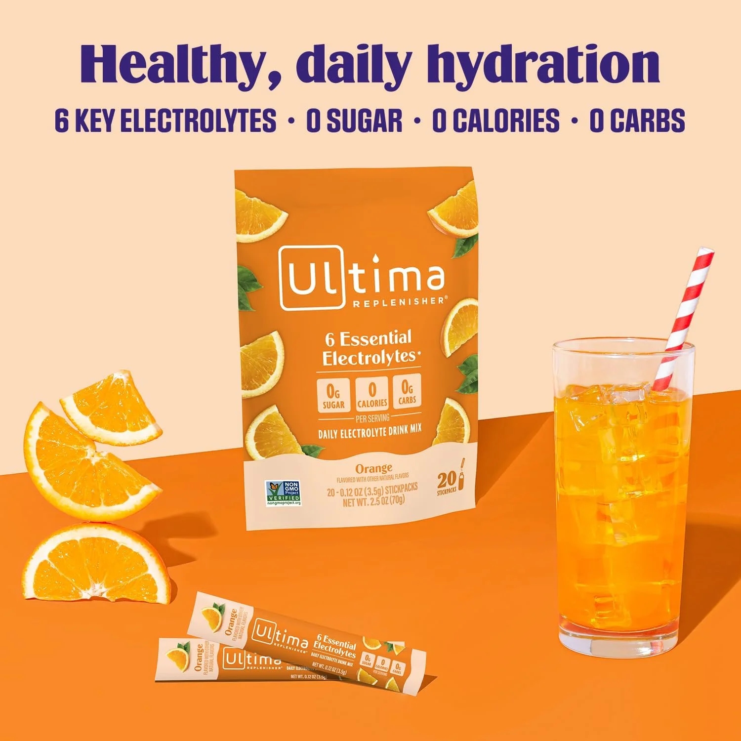 پودر آبرسان الکترولیت Ultima Replenisher، پرتقال، 20 عدد استیک پک - بدون شکر، 0 کالری، 0 کربوهیدرات - بدون گلوتن، کتو، غیر GMO با منیزیم، پتاسیم، کلسیم پودر آبرسان الکترولیت Ultima Replenisher، پرتقال، 20 عدد استیک پک - بدون شکر، 0 کالری، 0 کربوهیدرات - بدون گلوتن، کتو، غیر GMO با منیزیم، پتاسیم، کلسیم