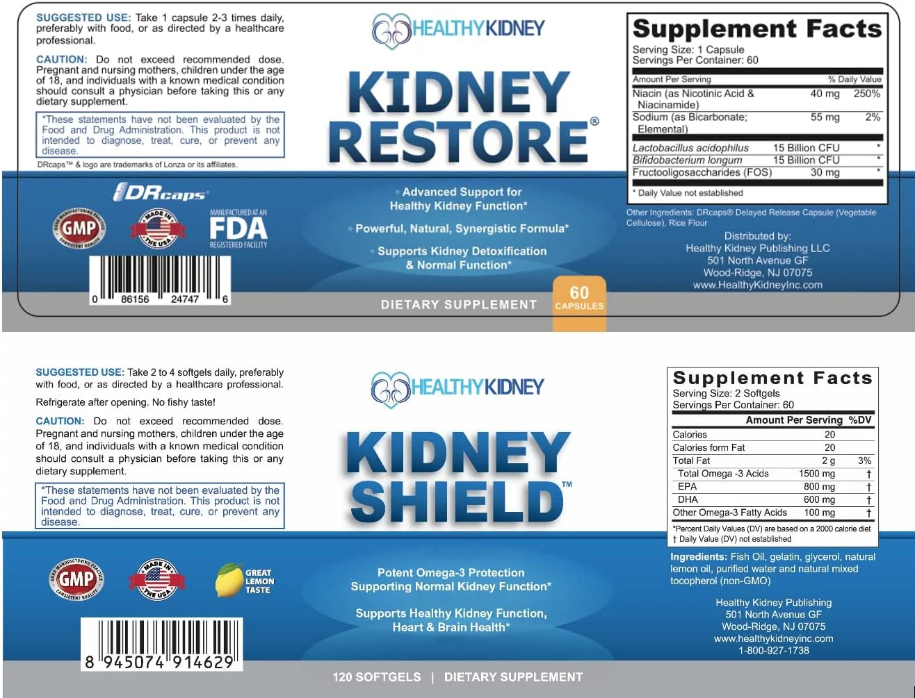 مجموعه دو عددی Kidney Restore و Kidney Shield برای پاکسازی کلیه، حمایت از عملکرد کلیه، سلامت کلیوی و موارد دیگر مجموعه دو عددی Kidney Restore و Kidney Shield برای پاکسازی کلیه، حمایت از عملکرد کلیه، سلامت کلیوی و موارد دیگر
