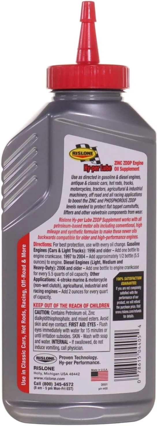 مکمل روغن موتور ریسلون Hy-per Lube Zinc ZDDP مدل 4405-6PK، حجم 325 میلی لیتر، بسته 6 عددی | افزودنی زینک ZDDP واقعی مکمل روغن موتور ریسلون Hy-per Lube Zinc ZDDP مدل 4405-6PK، حجم 325 میلی لیتر، بسته 6 عددی | افزودنی زینک ZDDP واقعی