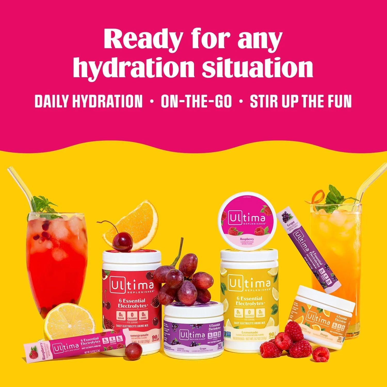 محصولات سلامتی Ultima - پودر الکترولیت Replenisher، ۹۰ سروینگ، طعم انگور محصولات سلامتی Ultima - پودر الکترولیت Replenisher، ۹۰ سروینگ، طعم انگور