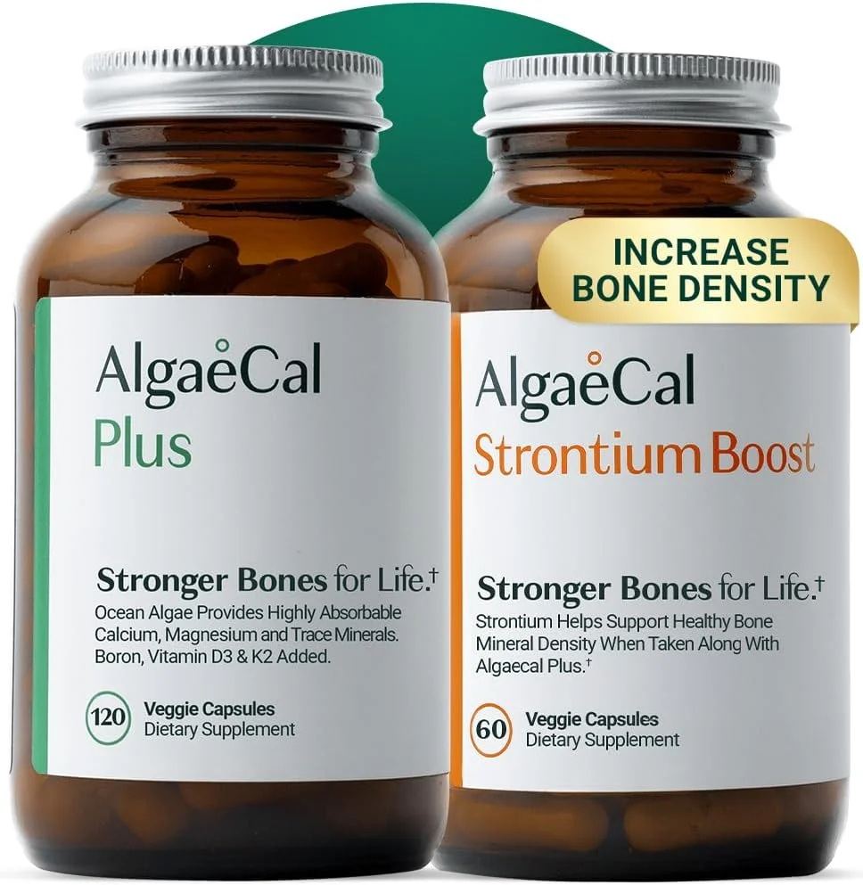 پک سازنده استخوان AlgaeCal، AlgaeCal Plus و Strontium Boost، با هم برای افزایش 3 برابری تراکم استخوان، کلسیم گیاهی، مکمل غذایی کامل استخوان، شامل ویتامین D3 و 13 ماده معدنی ضروری پک سازنده استخوان AlgaeCal، AlgaeCal Plus و Strontium Boost، با هم برای افزایش 3 برابری تراکم استخوان، کلسیم گیاهی، مکمل غذایی کامل استخوان، شامل ویتامین D3 و 13 ماده معدنی ضروری