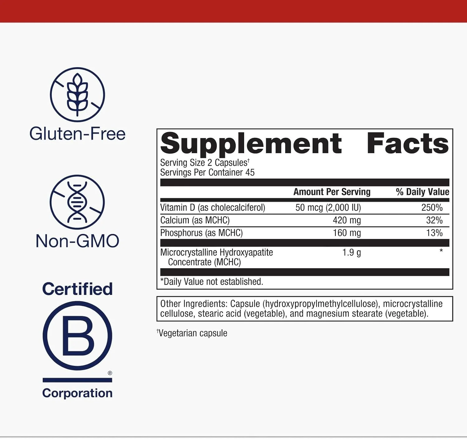 متاژنیکس Bone Builder Plus - مکمل MCHC برای سلامت استخوان* - فرمول با جذب بالا با کلسیم، فسفر و 2000 واحد بین المللی ویتامین D - غیر GMO و بدون گلوتن - 90 کپسول