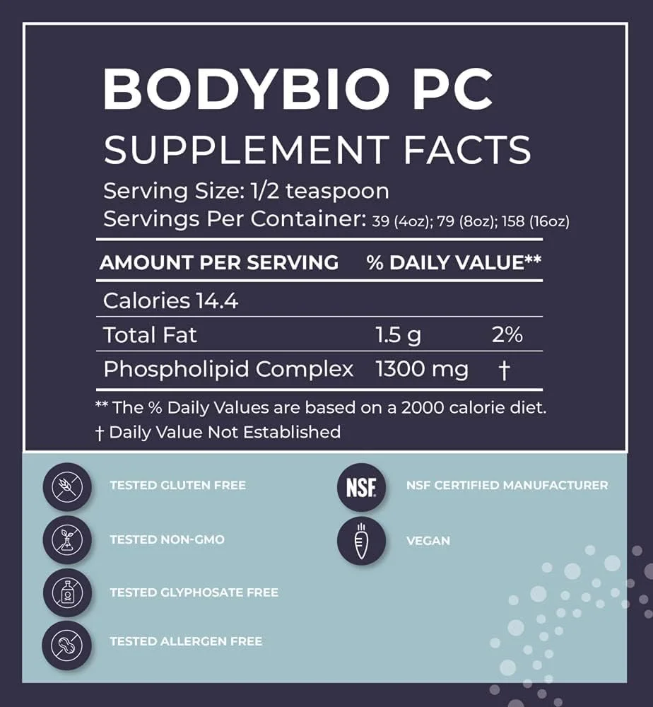 BodyBio PC - کمپلکس فسفولیپید خالص 8 اونس برای پیری سالم | تقویت کننده نوتروپیک | افزایش تمرکز، حافظه، ترمیم سلولی BodyBio PC - کمپلکس فسفولیپید خالص 8 اونس برای پیری سالم | تقویت کننده نوتروپیک | افزایش تمرکز، حافظه، ترمیم سلولی