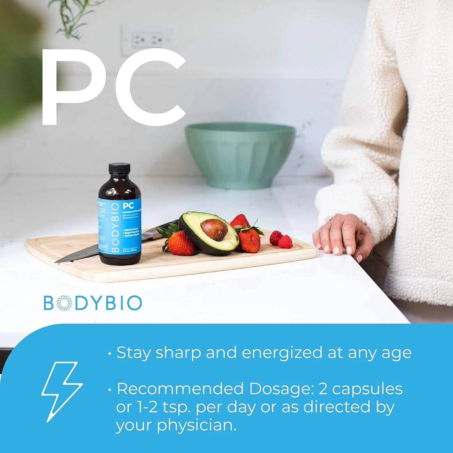 BodyBio PC - کمپلکس فسفولیپید خالص 8 اونس برای پیری سالم | تقویت کننده نوتروپیک | افزایش تمرکز، حافظه، ترمیم سلولی BodyBio PC - کمپلکس فسفولیپید خالص 8 اونس برای پیری سالم | تقویت کننده نوتروپیک | افزایش تمرکز، حافظه، ترمیم سلولی
