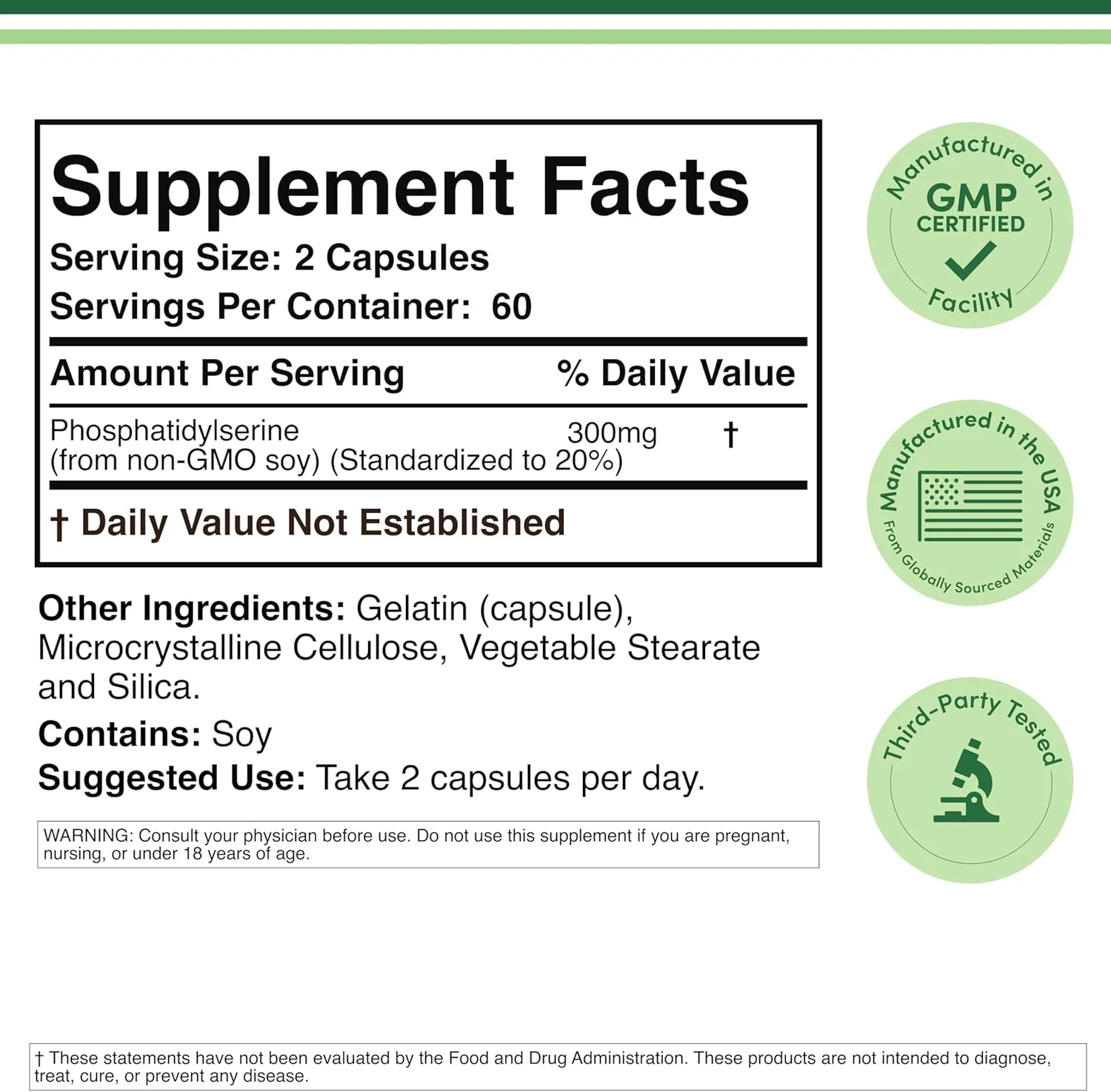 فسفاتیدیل سرین دابل وود ساپلیمنتس - 120 کپسول 300 میلی گرمی فسفاتیدیل سرین دابل وود ساپلیمنتس - 120 کپسول 300 میلی گرمی