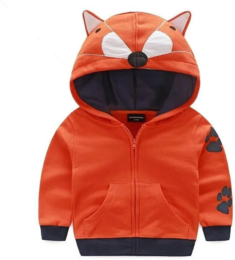 HAOLUKI ژاکت کلاه دار نوزادی унисекс پسرانه دخترانه، هودی زیپ دار، طرح کارتونی مناسب فصل بهار و پاییز