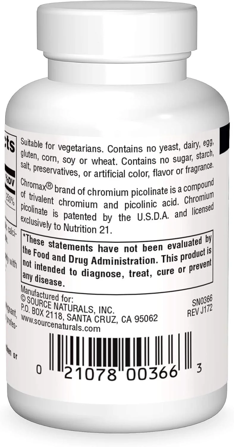 سورس نچرالز مگا کرومیوم پیکولینات™ 300 میکروگرم 120 قرص