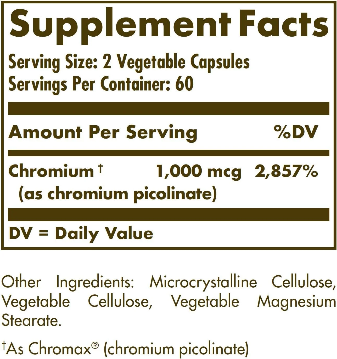 کپسول های گیاهی کروم پیکولینات 500 میکروگرم سولگار، 120 عدد