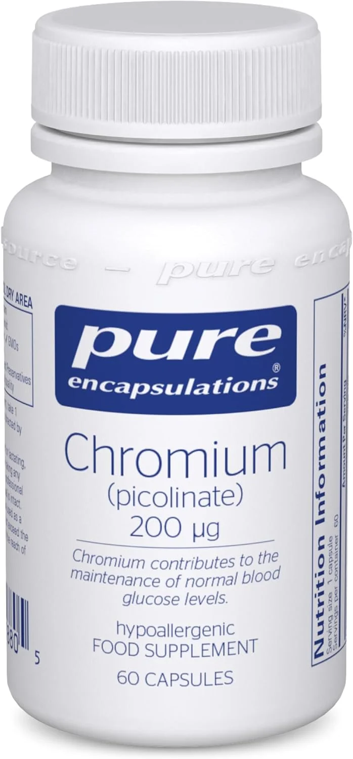 پیور انکپسولیشنز - کرومیوم پیکولینات 200 میکروگرم - پشتیبانی ضد حساسیت برای ترویج کاتابولیسم کربوهیدرات و حفظ وزن - 60 کپسول