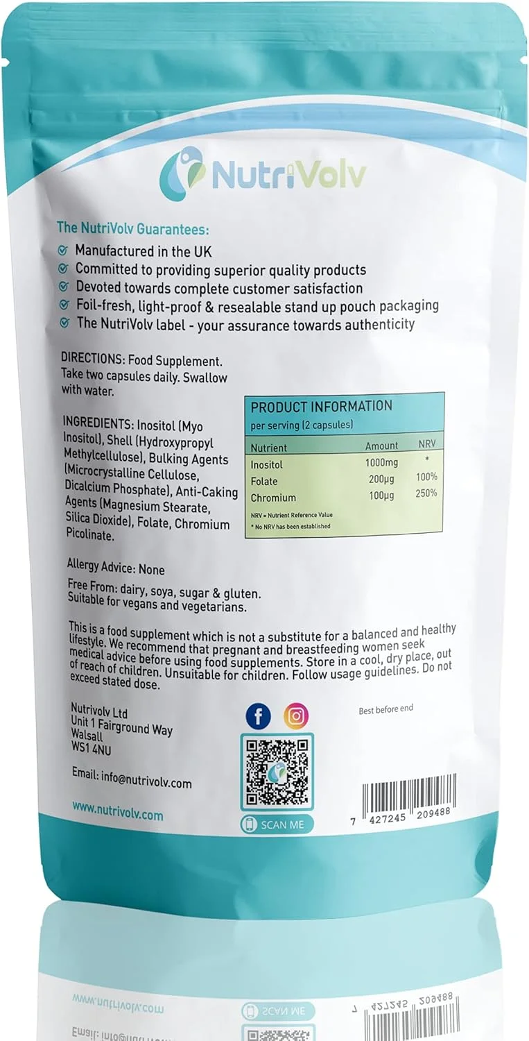 مایو اینوزیتول 1000 میلی گرمی نوتری ولو با فولات و کروم | 120 کپسول | متعادل کننده هورمون مایو اینوزیتول 1000 میلی گرمی نوتری ولو با فولات و کروم | 120 کپسول | متعادل کننده هورمون