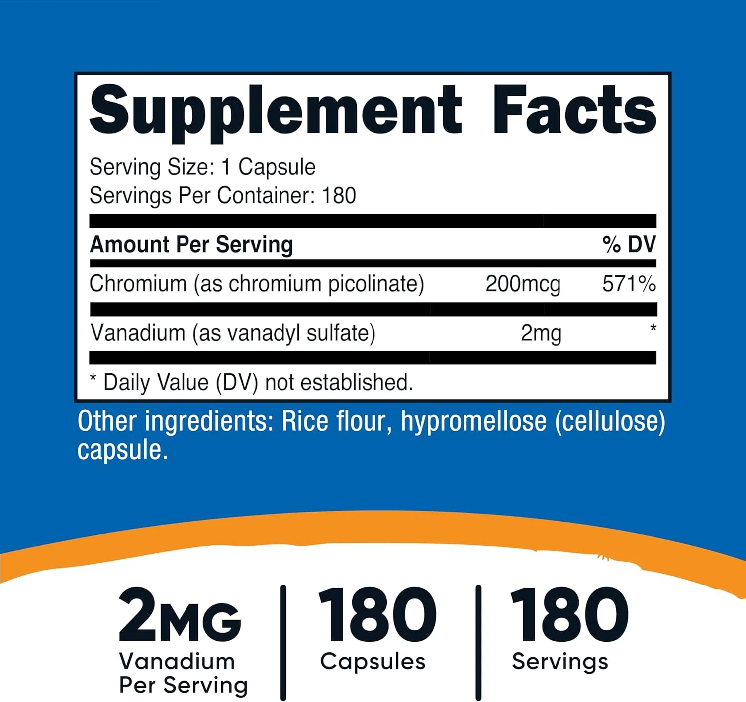 کپسول ونادیوم + کرومیوم 2 میلی گرم نوتری‌کاست، 180 عدد، گیاهی، بدون گلوتن، غیر تراریخته - مکمل ونادیوم