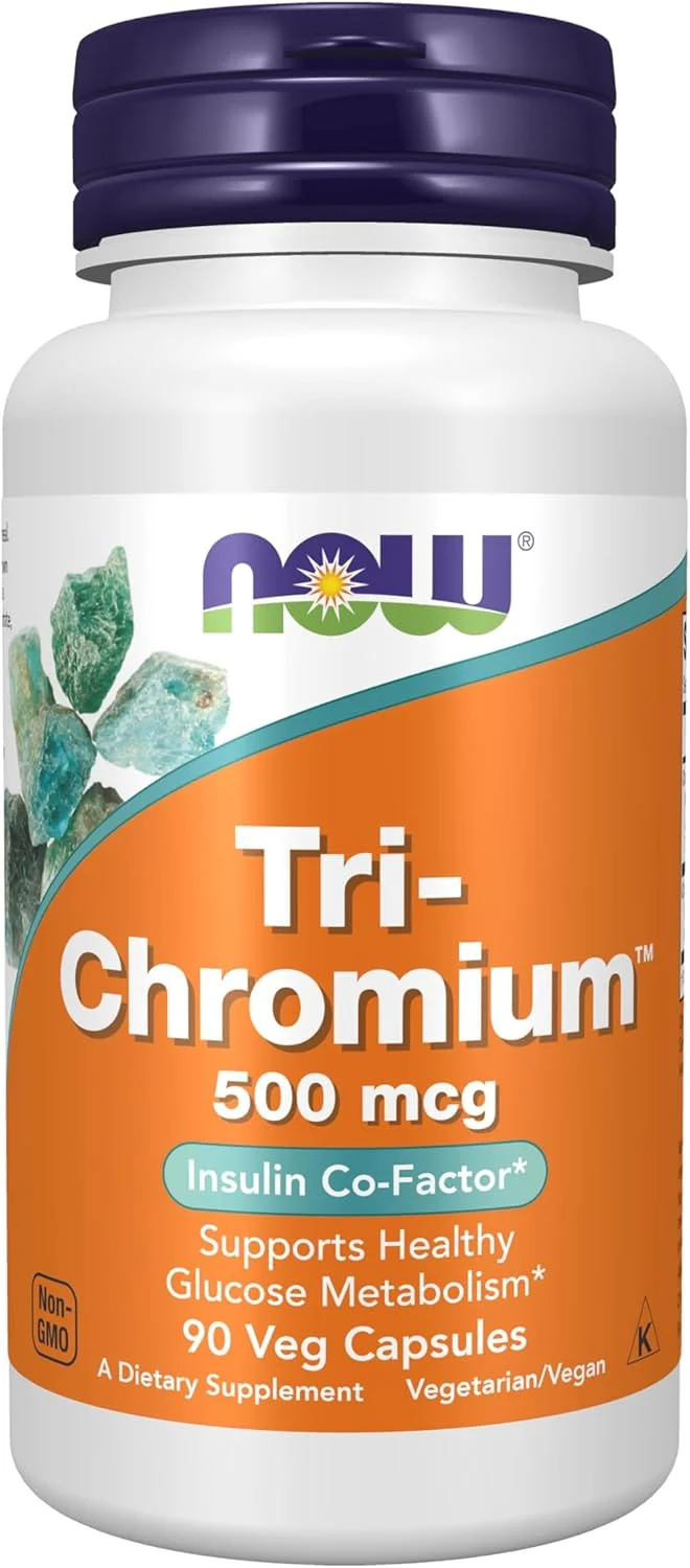 NOW Supplements, Tri-Chromium™ 500 mcg با دارچین، عامل کمکی انسولین*، 90 کپسول گیاهی
