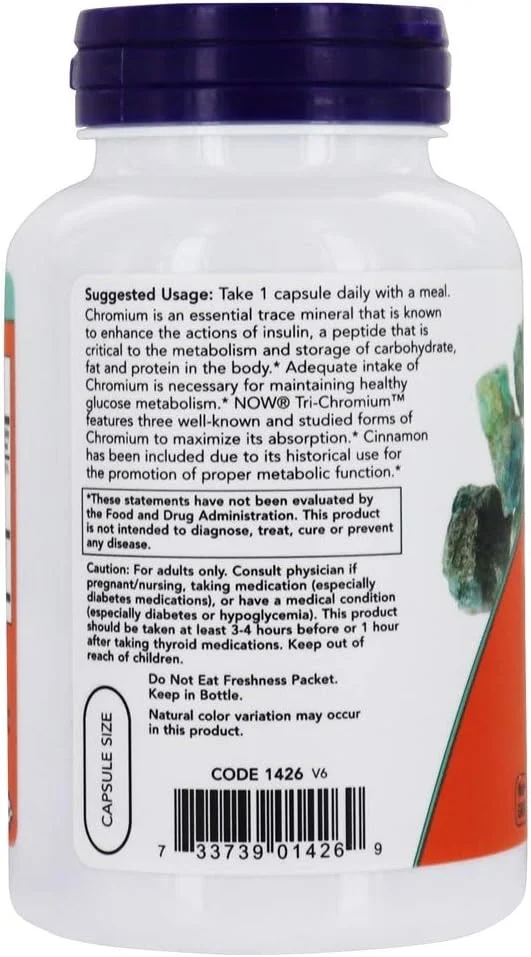 NOW Tri-Chromium - 180 کپسول گیاهی NOW Tri-Chromium - 180 کپسول گیاهی