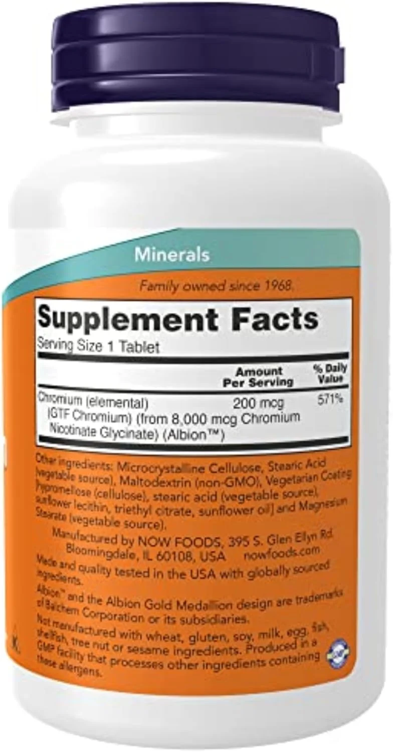 نو فودز - جی تی اف کرومیوم بدون مخمر 200 میکروگرم، 250 قرص