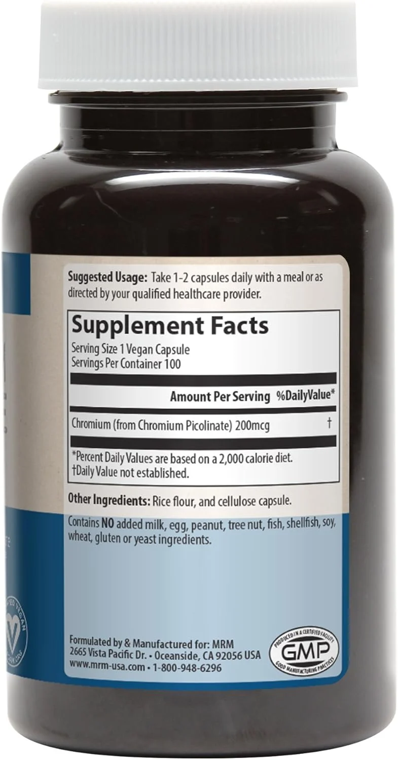 کپسول های پیکولینات کروم MRM، 200 میکروگرم، بطری 100 عددی (بسته 4 عددی)