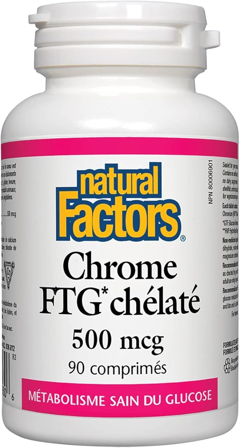 Natural Factors کروم GTF Chelate - 500 میکروگرم، 90 قرص