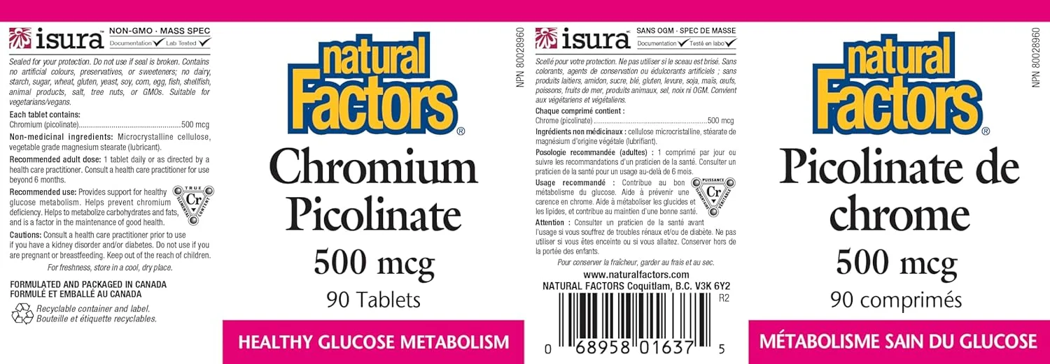 قرص پیکولینات کروم 500 میکروگرم نچرال فاکتورز - 90 عدد قرص پیکولینات کروم 500 میکروگرم نچرال فاکتورز - 90 عدد