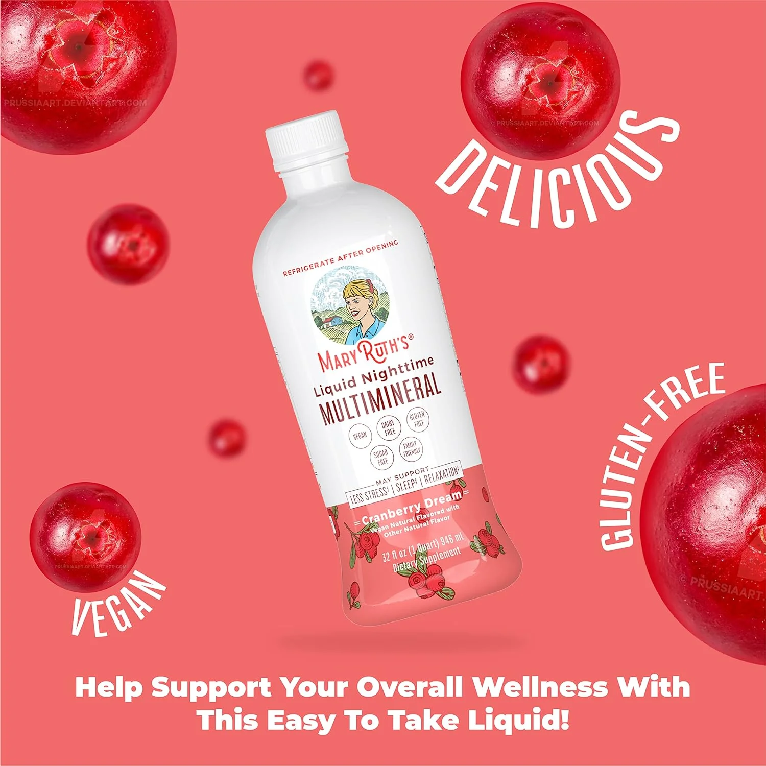 مولتی مینرال مایع شبانه کرن بری مری روث | کمک خواب طبیعی وگان برای بزرگسالان و کودکان با ویتامین ها، مواد معدنی، منیزیم، کلسیم بدون ملاتونین | کمک به کاهش استرس بدون شکر و مکمل آرامش عضلات