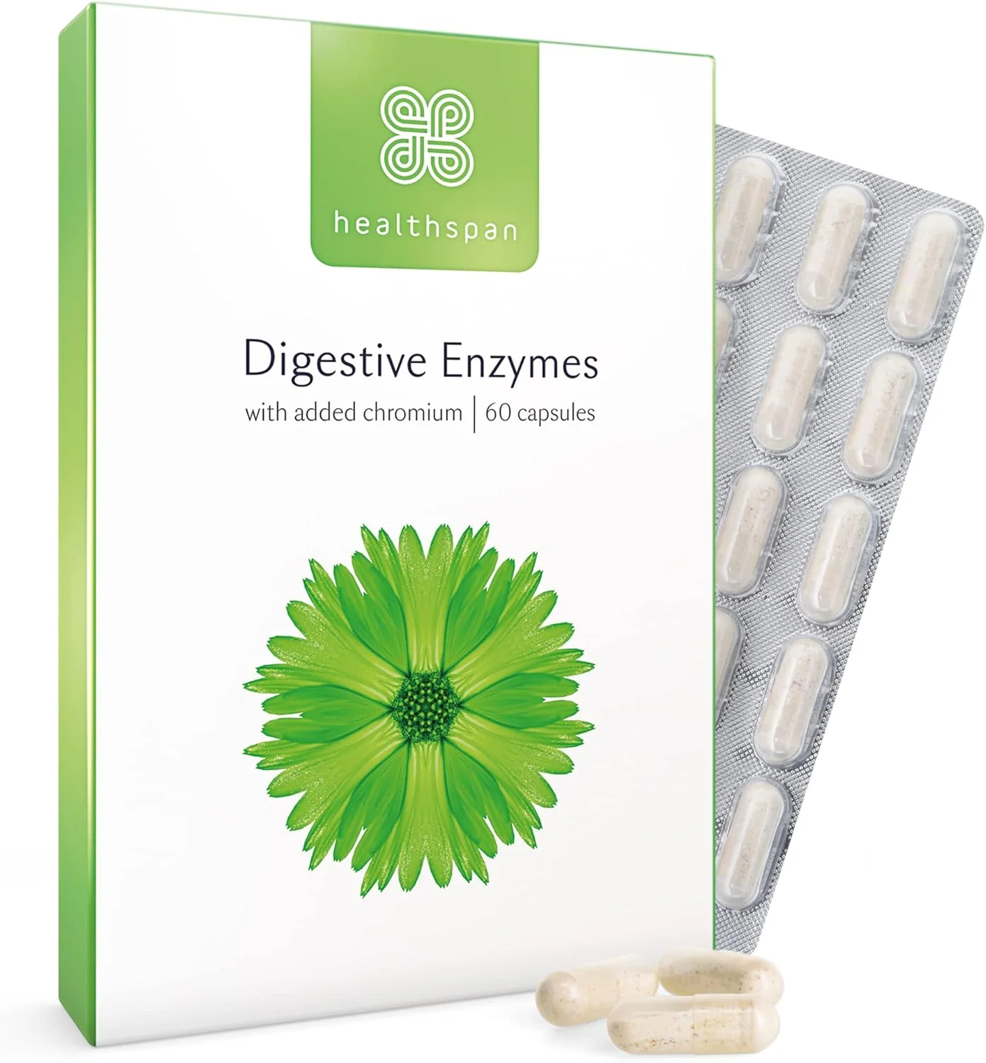 آنزیم های گوارشی هلث اسپن | 60 کپسول | آمیلاز | لاکتاز | لیپاز | پروتئاز | حاوی کروم | کمک به هضم | وگان