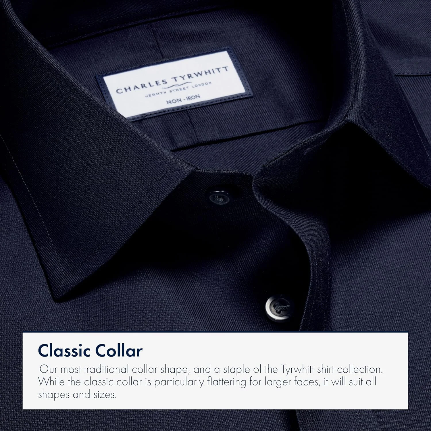 پیراهن مردانه چارلز تیریت - سرمه ای بدون نیاز به اتو با بافت توییل 100% پنبه