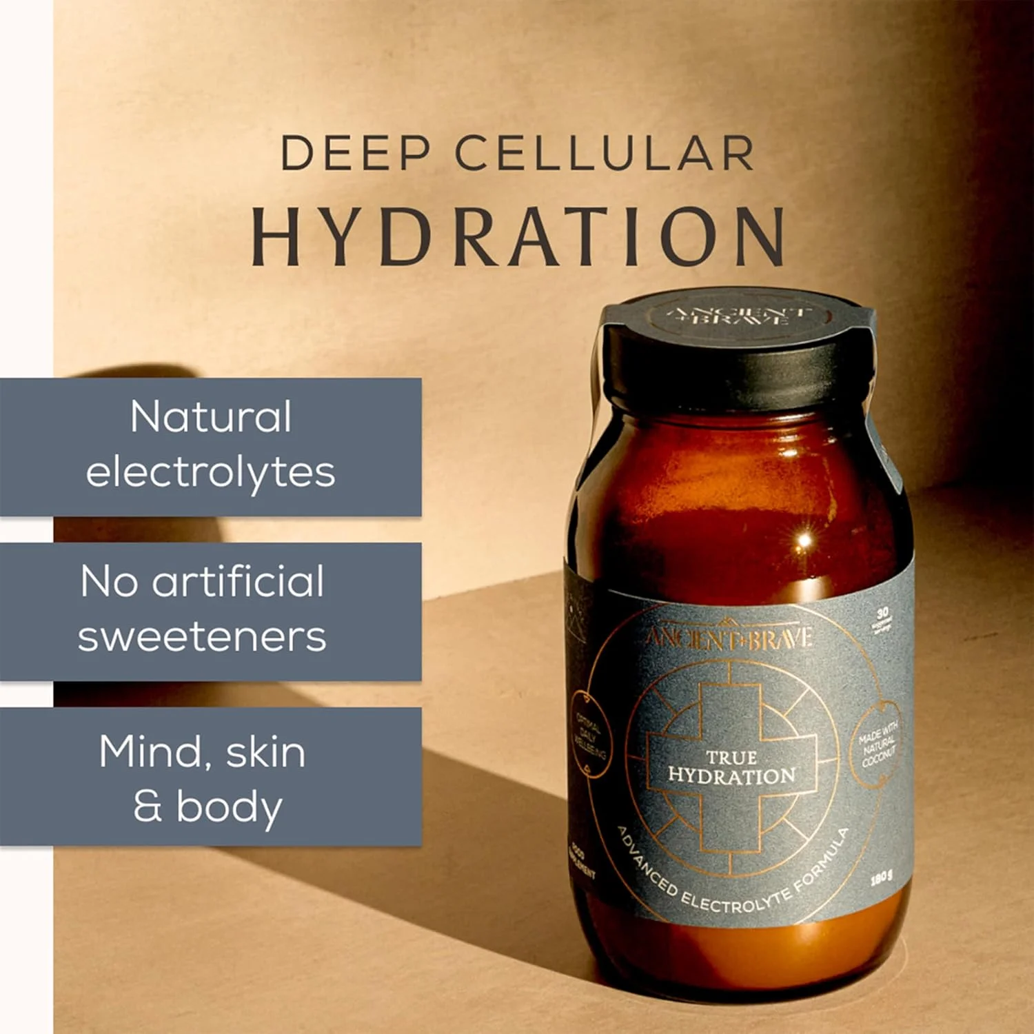 پودر الکترولیت آبرسان Ancient + Brave True Hydration، 180 گرم - حاوی منیزیم، پتاسیم و کروم - پودر الکترولیت آب نارگیل طبیعی برای آبرسانی صبحگاهی، ریکاوری بعد از تمرین و پشتیبانی از روزه داری پودر الکترولیت آبرسان Ancient + Brave True Hydration، 180 گرم - حاوی منیزیم، پتاسیم و کروم - پودر الکترولیت آب نارگیل طبیعی برای آبرسانی صبحگاهی، ریکاوری بعد از تمرین و پشتیبانی از روزه داری