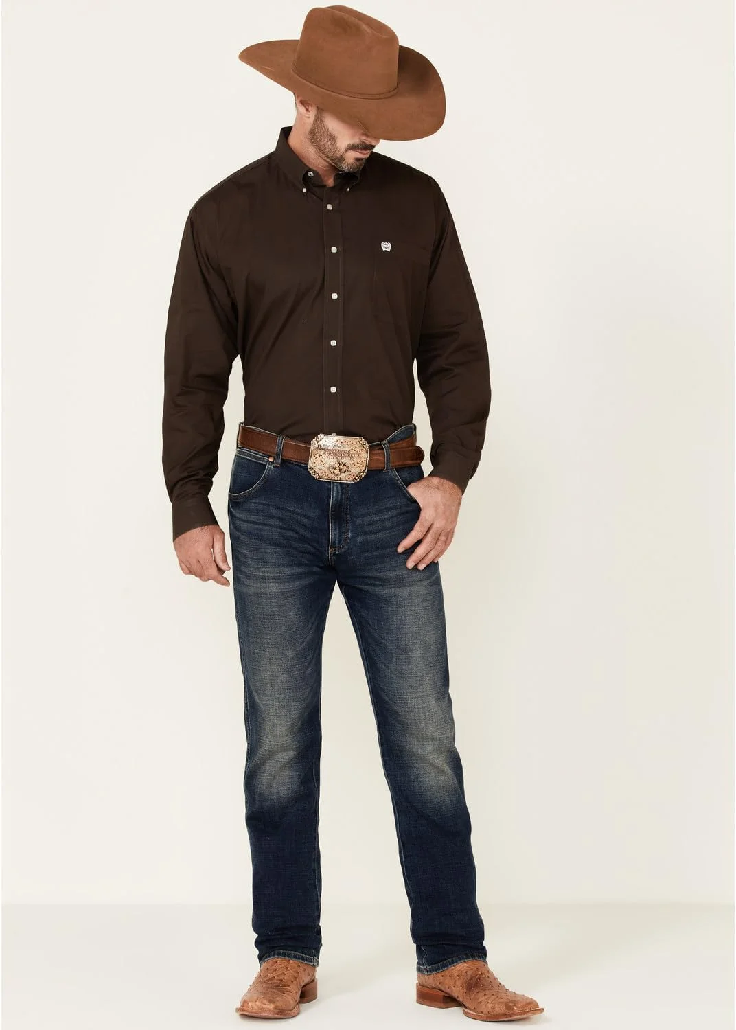 پیراهن مردانه آستین بلند کلاسیک دکمه دار سینچ با یک جیب باز ساده