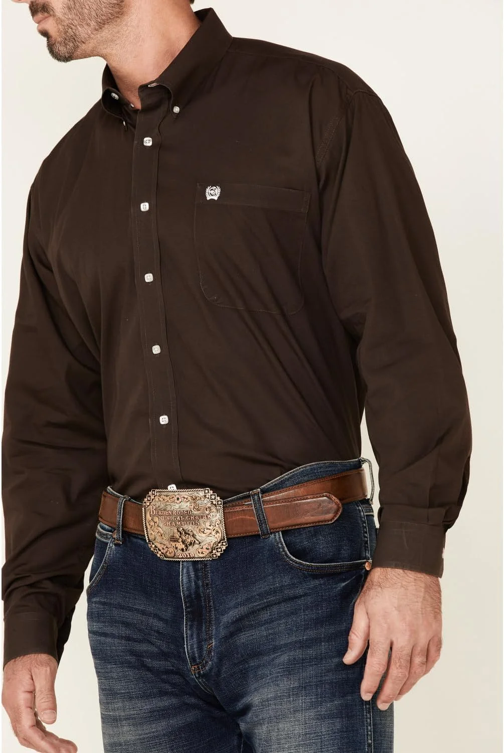 پیراهن مردانه آستین بلند کلاسیک دکمه دار سینچ با یک جیب باز ساده