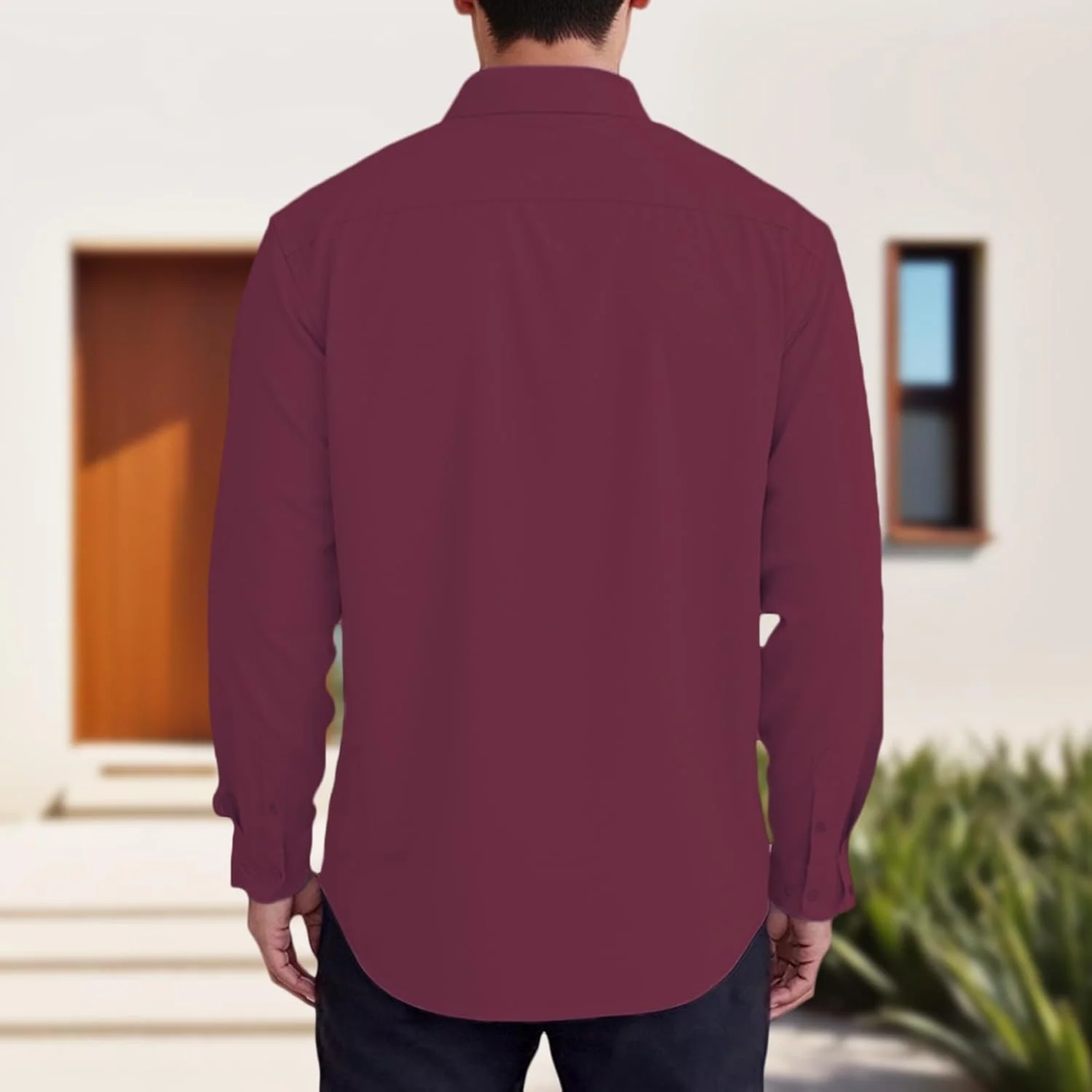 پیراهن مردانه SEAUR آستین بلند، کشی، راحت، بدون چروک، دکمه دار، Slim Fit، کلاسیک S-3XL