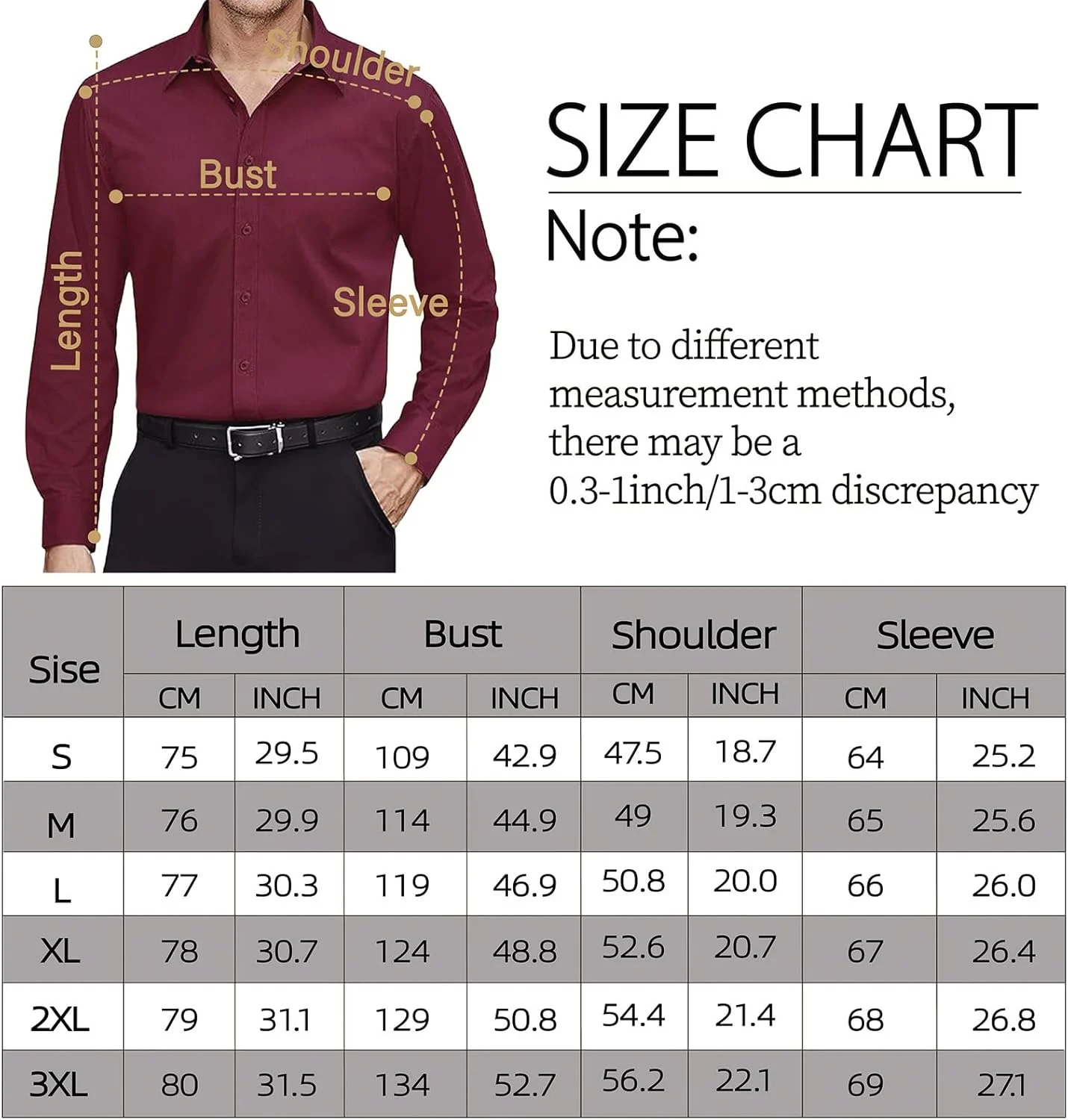 پیراهن مردانه SEAUR آستین بلند، کشی، راحت، بدون چروک، دکمه دار، Slim Fit، کلاسیک S-3XL
