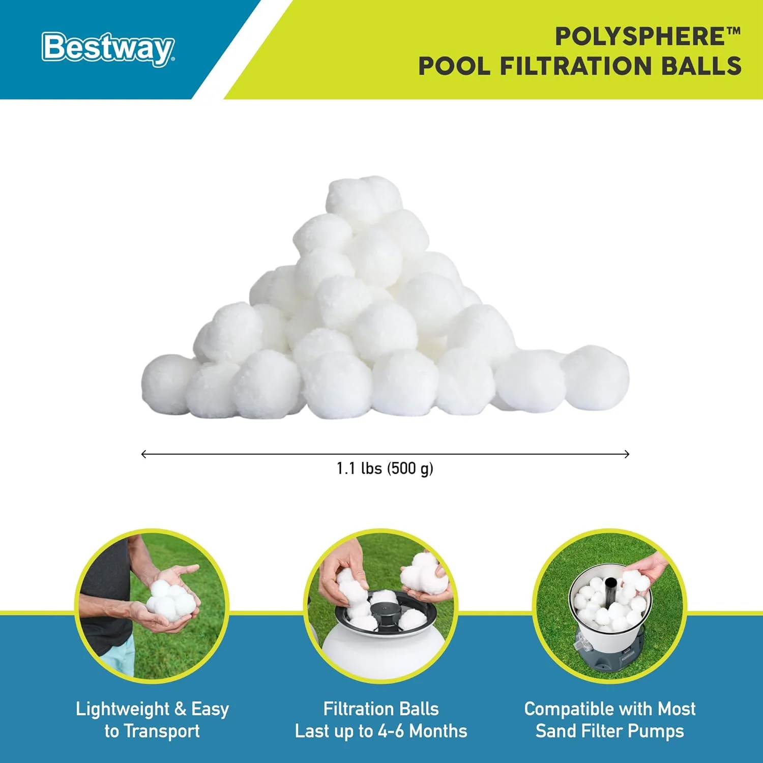 مواد فیلتراسیون پلیاسفر فلوکلیر بست وی برای پمپهای فیلتر شنی استخرهای روکار مواد فیلتراسیون پلیاسفر فلوکلیر بست وی برای پمپهای فیلتر شنی استخرهای روکار