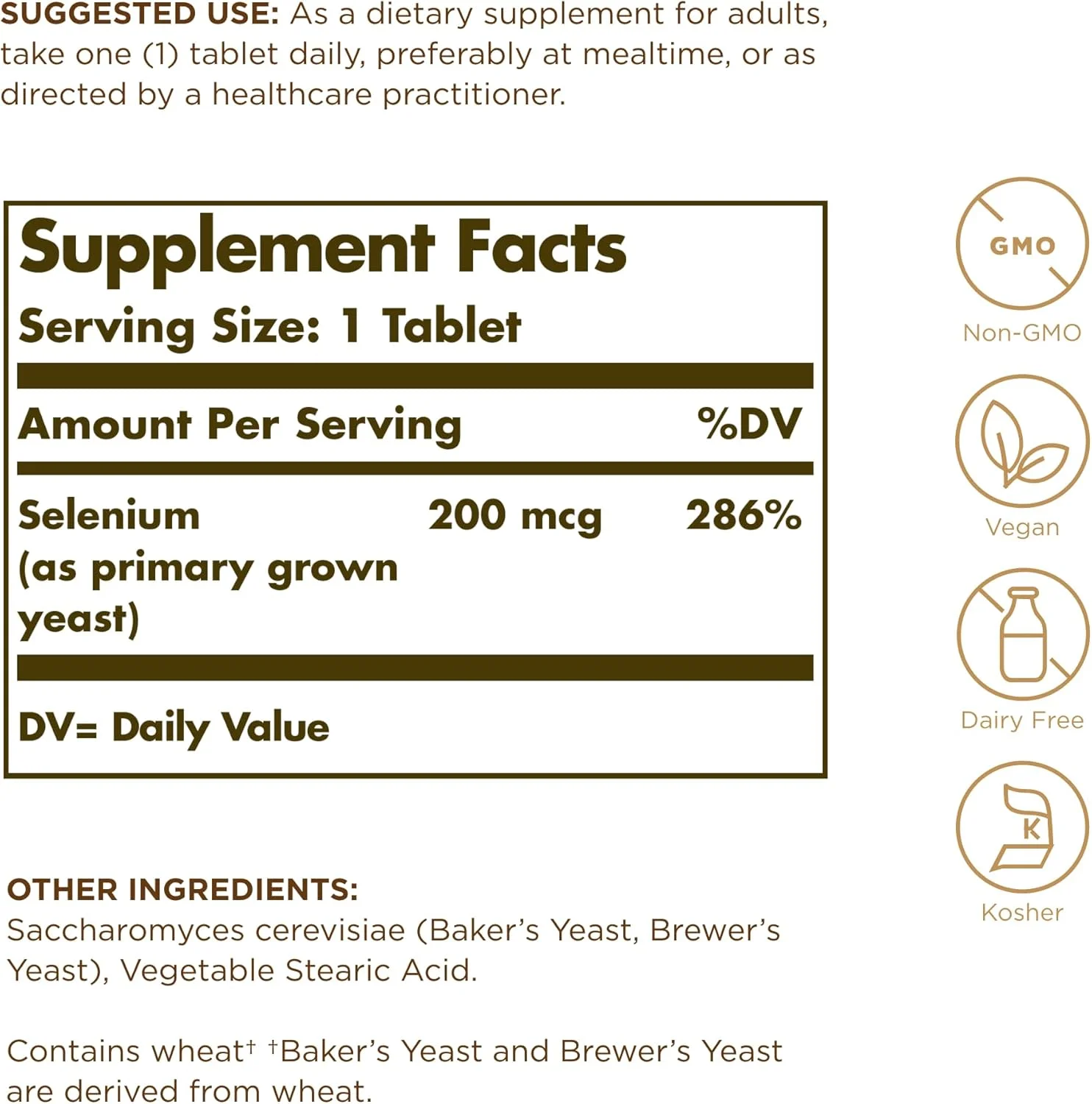 سلنیوم 200 میکروگرم سولگار | 100 قرص | پشتیبانی آنتی اکسیدانی و سلامت سیستم ایمنی | غیر تراریخته، بدون لبنیات، مناسب برای گیاهخواران | مکمل غذایی