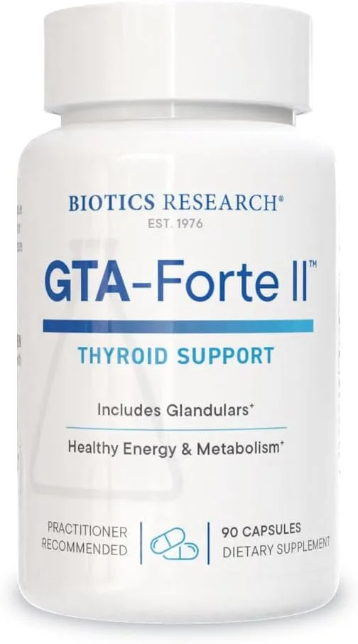 بیوتیکس ریسرچ GTA Forte II، پشتیبانی از غدد درون ریز، ترویج تعادل هورمونی مطلوب. حاوی غدد مشتق شده از خوک، عناصر کمیاب متصل به مواد شیمیایی گیاهی روی، سلنیوم، مس، روبیدیوم، 90 کپسول