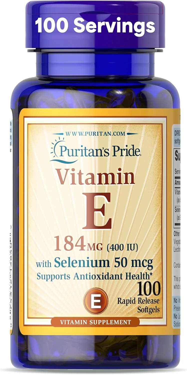 Puritan's Pride ویتامین E-400 IU به همراه سلنیوم 50 میکروگرم 100 سافت ژل