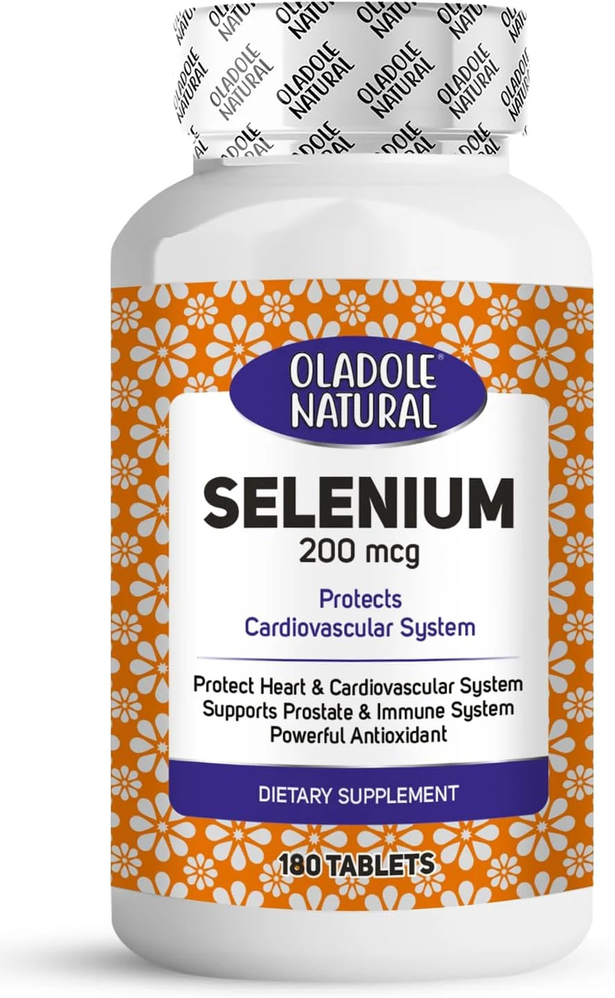 سلنیوم طبیعی اولادل - 200 میکروگرم (180 قرص) | نیروگاه آنتی اکسیدانی برای سیستم ایمنی، پشتیبانی از تیروئید، سلامت قلب، افزایش سطح انرژی، پشتیبانی از متابولیسم | غیر GMO، بدون گلوتن