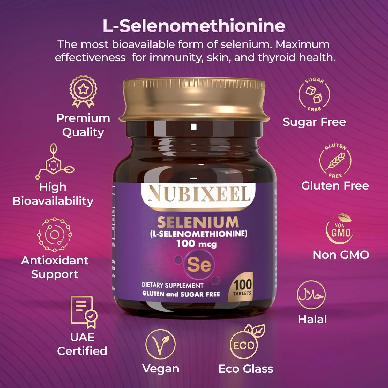 مکمل سلنیوم پریمیوم نوبیکسیل - 100 قرص 100 میکروگرم | ال-سلنومتیونین با جذب بالا | آنتی اکسیدان و پشتیبانی از سیستم ایمنی | برای تیروئید، پوست، مو | برای زنان و مردان | بدون گلوتن | بدون شکر مکمل سلنیوم پریمیوم نوبیکسیل - 100 قرص 100 میکروگرم | ال-سلنومتیونین با جذب بالا | آنتی اکسیدان و پشتیبانی از سیستم ایمنی | برای تیروئید، پوست، مو | برای زنان و مردان | بدون گلوتن | بدون شکر