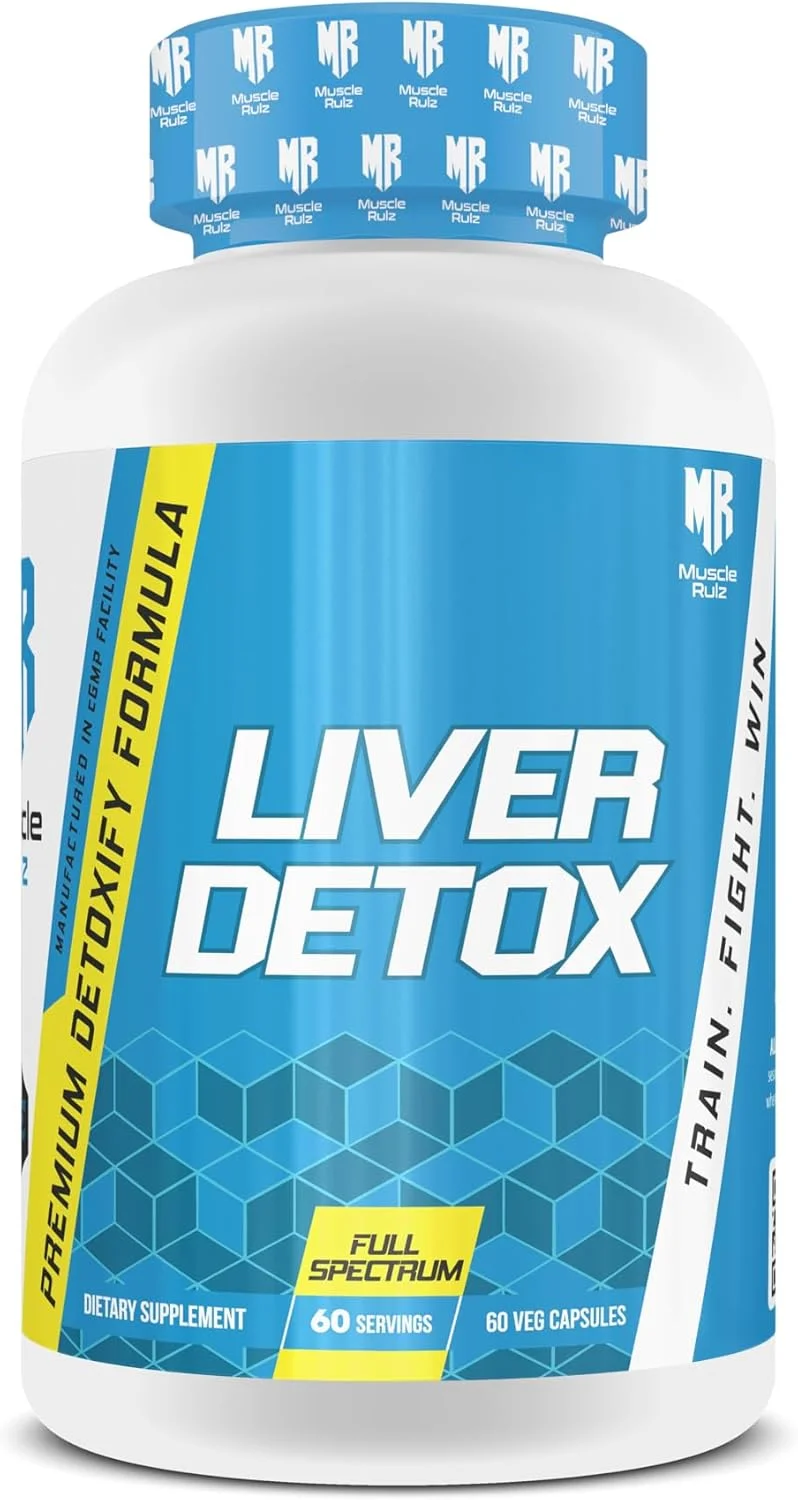 مکمل سم زدای کبد MuscleRulz، 60 سروینگ - پشتیبانی از عملکرد بهینه کبد، هضم و سلامت سیستم ایمنی - حاوی خار مریم، بتائین بی آب، ریشه زردچوبه، ویتامین C، E، سلنیوم
