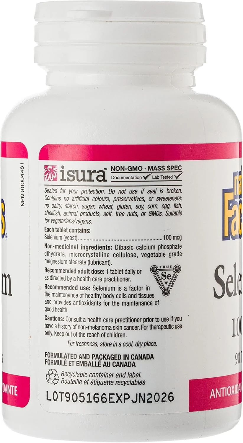 سلنیوم Natural Factors، 100 میکروگرم، 90 قرص