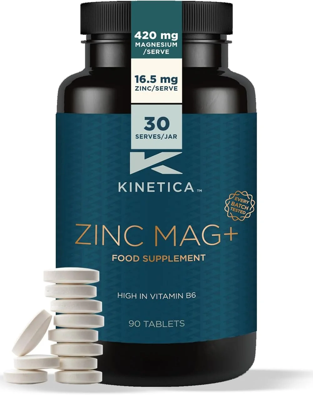 کینتیکا اسپورتس زینک مگ+ | 420 میلی گرم منیزیم، 16.5 میلی گرم روی، 193 میکروگرم سلنیوم و 4.8 میلی گرم ویتامین B6 در هر سروینگ، 30 سروینگ/ بسته 90 کپسولی | 3 کپسول در روز | ترکیب علمی فرموله شده | تقویت خواب سالم