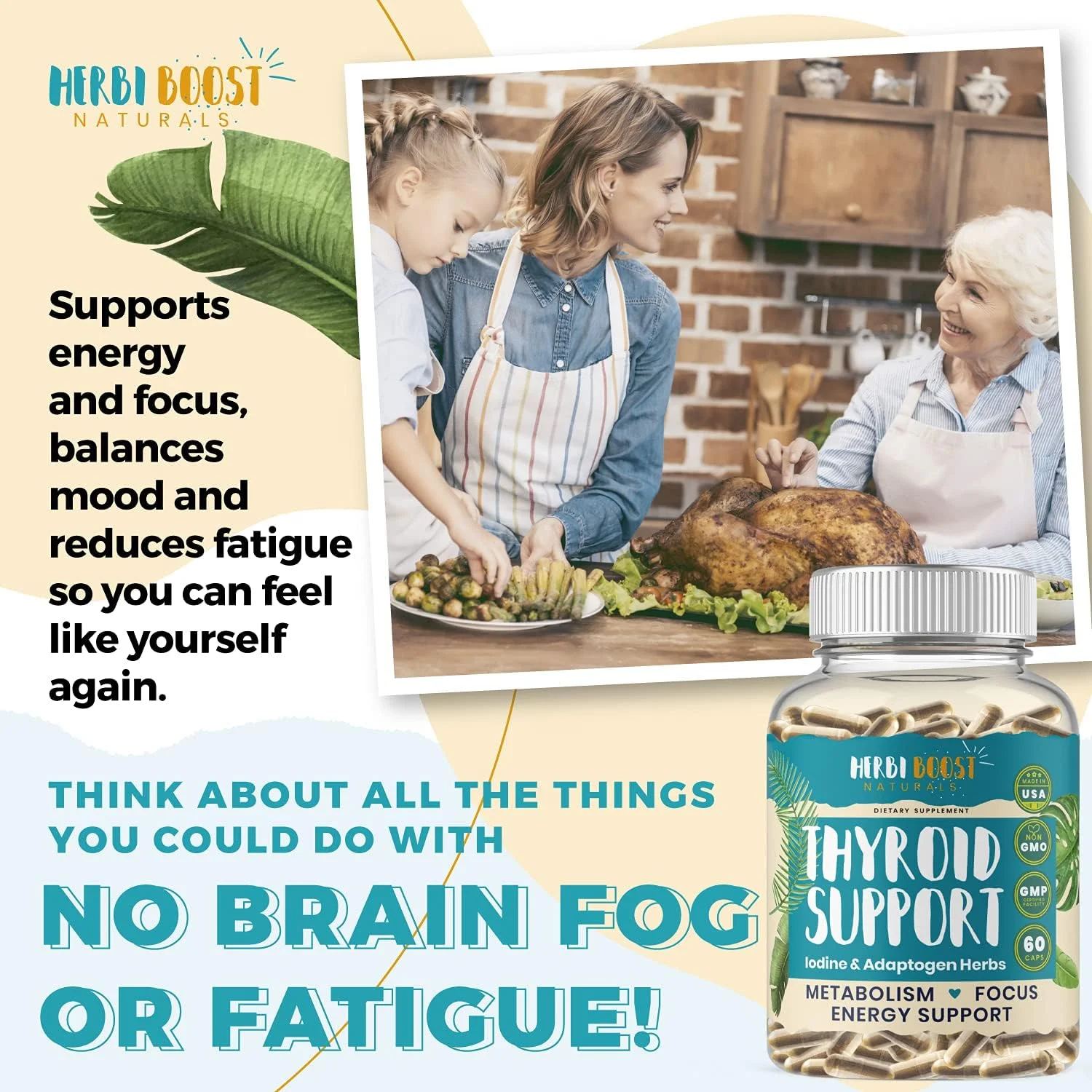 مکمل پشتیبانی از تیروئید زنان HERBI BOOST NATURALS با ید ǀ مکمل فوق العاده قوی 1069 میلی گرمی برای متابولیسم، تمرکز با آشواگاندا، ال-تیروزین، روی، سلنیوم و موارد دیگر مکمل پشتیبانی از تیروئید زنان HERBI BOOST NATURALS با ید ǀ مکمل فوق العاده قوی 1069 میلی گرمی برای متابولیسم، تمرکز با آشواگاندا، ال-تیروزین، روی، سلنیوم و موارد دیگر