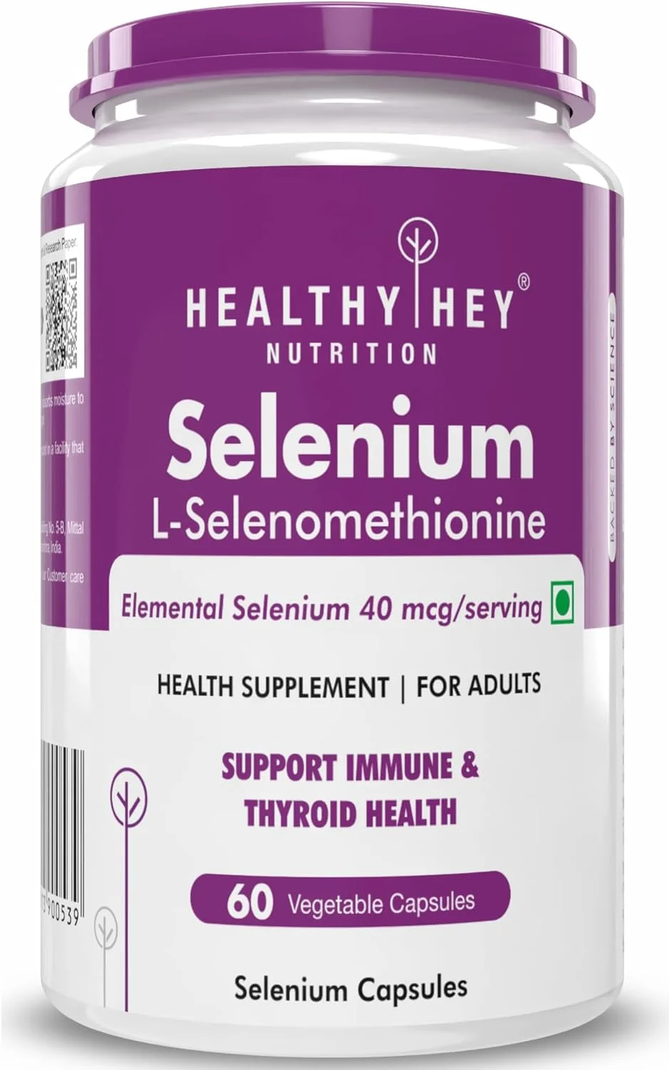 کپسول سلنیوم 40 میکروگرم HealthyHey Nutrition - جذب برتر - 60 کپسول گیاهی