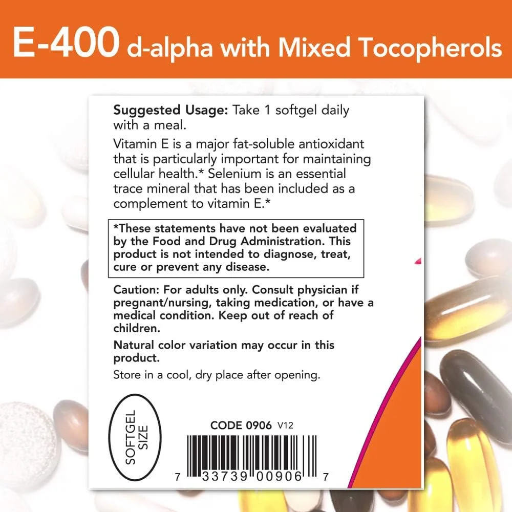 سافت ژل های ویتامین ای 400 واحدی با توکوفرول های ترکیبی و سلنیوم ناو فودز 100 عددی سافت ژل های ویتامین ای 400 واحدی با توکوفرول های ترکیبی و سلنیوم ناو فودز 100 عددی